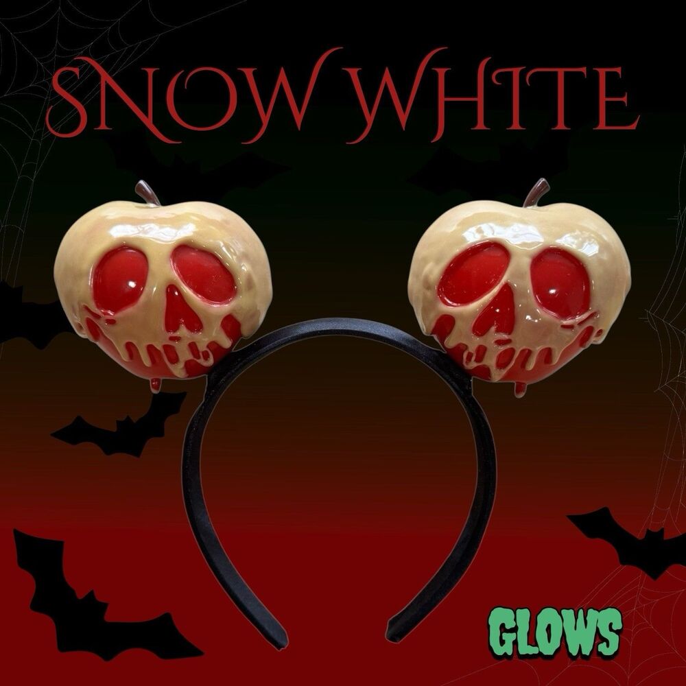 Disney World Parks Snow White Evil Queen Poison Apple Ears Headband Glow In Dark